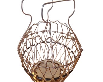 Cesta Bonita! Beautiful Vintage Folding Basket Mexico Mid-Century Gold Free Ship