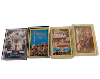 Period Playing Cards 1! Four (4) Decks Retro Souvenir Cards Case Free Shipping!