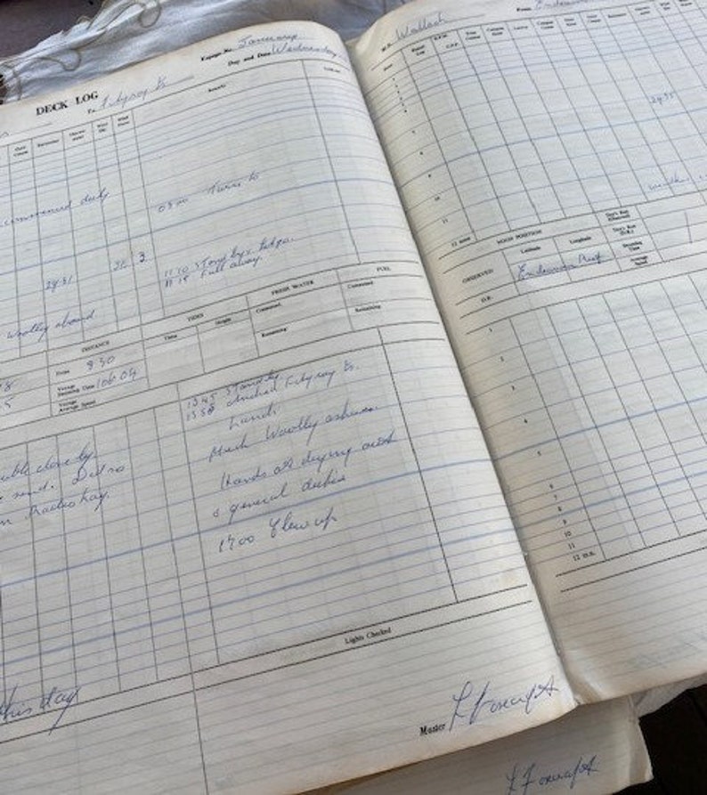 Vintage From 1960s - Ledger Sheets From Deck Log Book Great for Journal ...