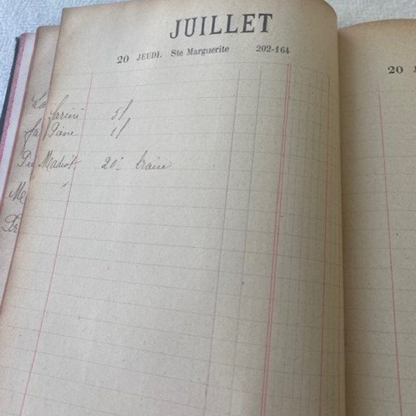 100 year old Vintage French ledger paper for Junk Journals, Shabby Chic, paper craft and mixed media