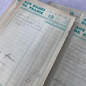 24 pages from 1940s vintage French Diary Ledger paper for Junk Journals, Shabby Chic, paper craft and mixed media