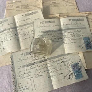 5 Vintage French receipts from 1920s for Junk Journals, ephemera, paper craft and mixed media