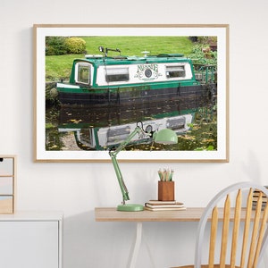Vintage Classic Longboat Barge Sailing Saddleworth Canal Northern England Nautical Decor Rustic Wall Art Canal Boat Print Photo, Frenches