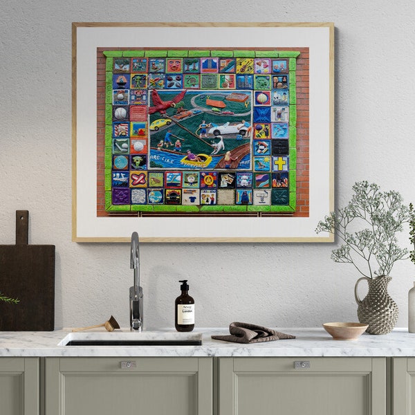 River of Life Project Tiled Clay Quilt Art Work in Naperville, Illinois ,Artistic Home Decor, Wall Art in Naperville