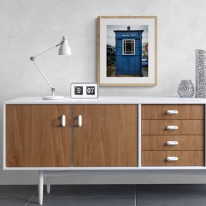 Classic Blue Police Call Box Wall Art Print Scarborough Travel Gift Artwork Police History Dr Who Tardis Style Phone Box
