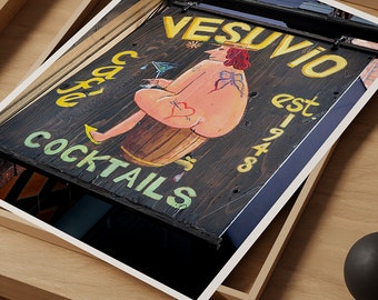 Vintage Vesuvio Bar and Cafe Photo Print, San Francisco North Beach Decor, Bohemian Nostalgia, Beatnik Icon, Home Decor,Travel Photograph