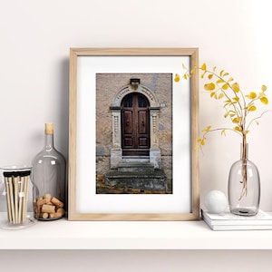 Rustic Italian Door Print – Vintage Arch Doorway Wall Art – Trevi Umbria Photo – Historic Architecture Decor – Travel Photography