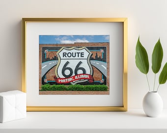 Route 66 Wall Art Print, Vintage Americana, Pontiac IL