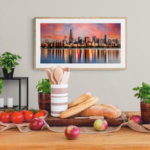 Chicago Skyline Wall Art Print, Chicago Cityscape, Chicago Art, Gift for Dad Wall Decor Chicago Architecture Lake Shore Drive Illinois