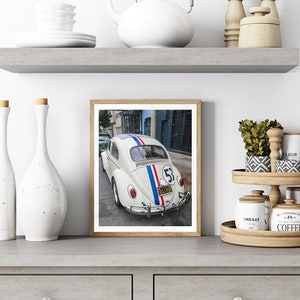 Classic Volkswagen Bug Art Print ,Herbie-Inspired Vintage VW Beetle Photo, Retro Car Wall Decor, Nostalgia for Car Lovers, VW Bug Photograph