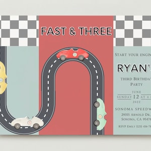 Fast and Three Race Car Invitation Template
