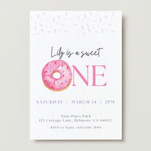 Sweet One Donut First Birthday Invitation Template