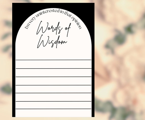 Schitt's Creek Words of Wisdom Baby Shower Activity