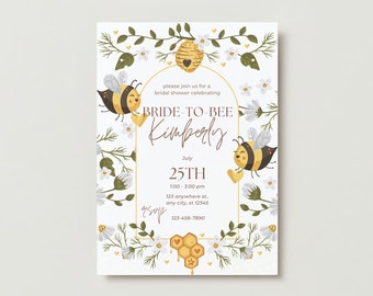 Bride To Bee Brautparty Invite | Druckbare DIY bearbeitbare Einladung | Sofort Download