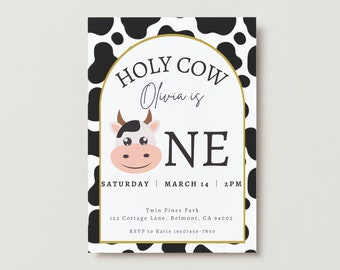 Holy Cow First Birthday Invitation Template