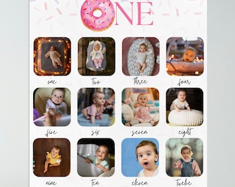 Sweet One Donut Monthly Photo Poster, First Birthday