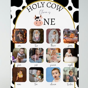 Holy Cow I&#39;m One Farm Monthly Photo Poster, First Birthday