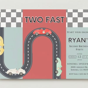 Two Fast Race Car Invitation Template