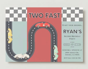 Two Fast Race Car Invitation Template