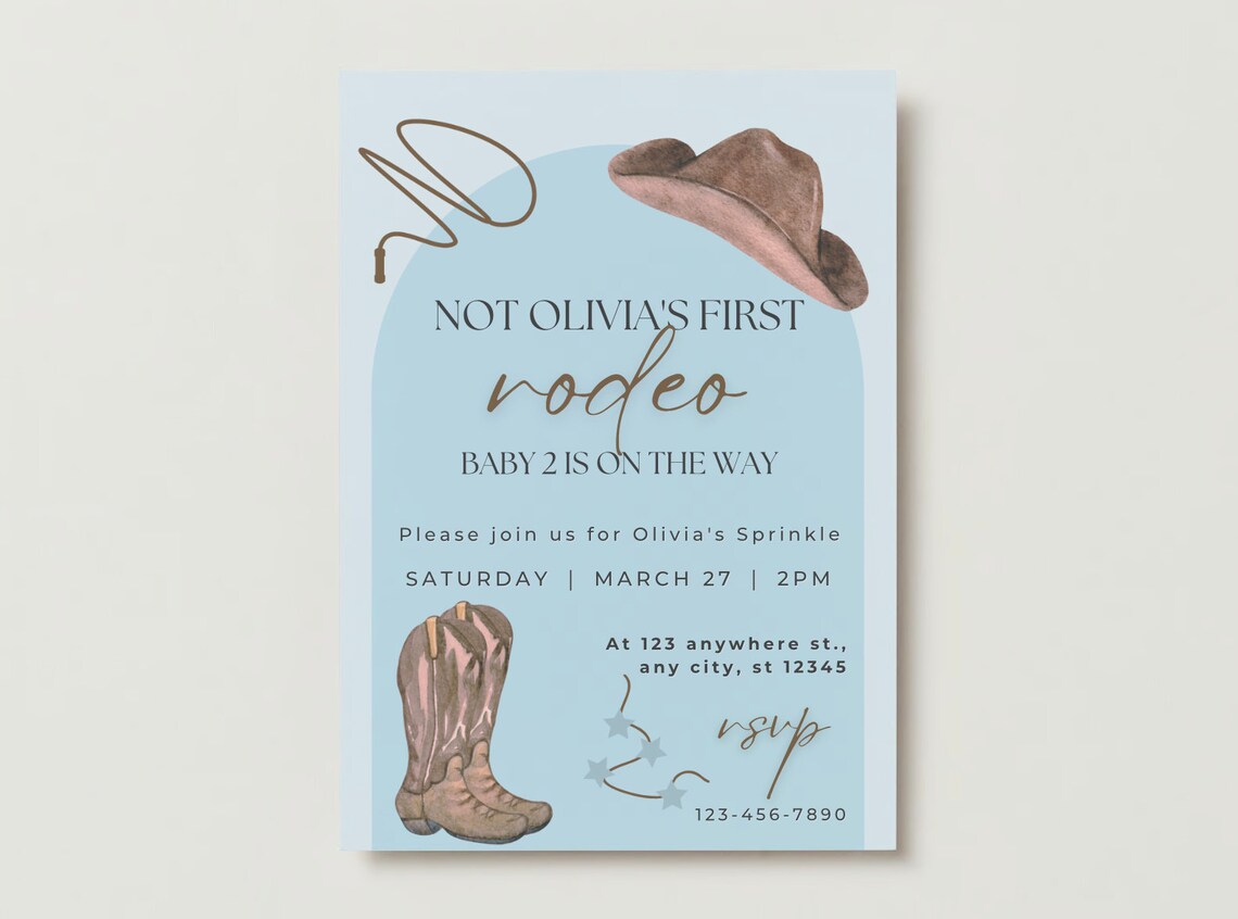 Not Her First Rodeo Baby Sprinkle Invitation Template - Etsy