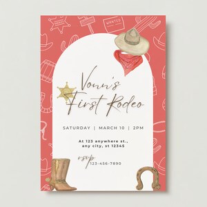 First Rodeo Birthday Party, Cowboy Invitation Template