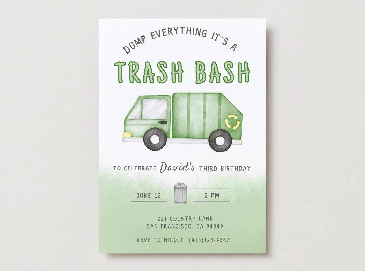 Trash Bash Party Invitation Template | Printable DIY Editable | Instant Download