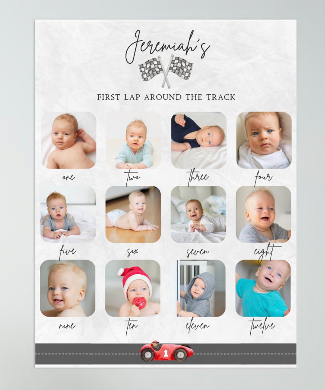 First Lap Around the Track Monthly Photo Poster Etsy