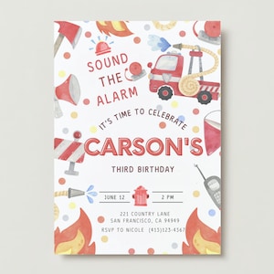Sound the Alarm Firefighter Birthday Invitation Template | Printable DIY Editable | Instant Download