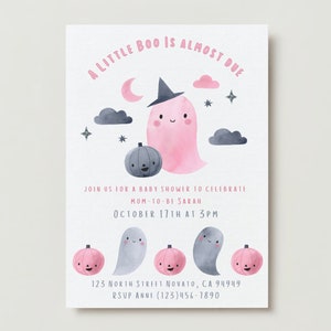 A Little Boo is Almost Due Halloween Baby Shower Invitation Template