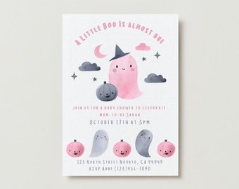 A Little Boo is Almost Due Halloween Baby Shower Invitation Template