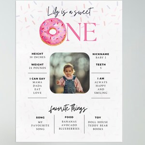 Cumpleaños de Sweet One Donut, hito del primer año Póster