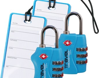 2x TSA Luggage Lock + Matching TAG | Bright Colors Easily Identify Luggage During Your Next Travels