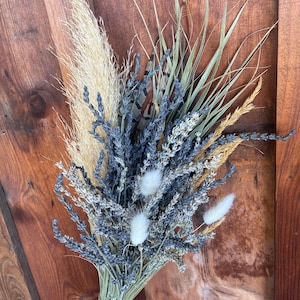Boho Lavender, Palm, Pampas Bridal Bouquets grown on our Lodi, Ca Lavender and Mediterranean Botanical Farm