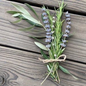 Lavender, Olive Branch and Rosemary Botanical Wedding and Plating and Table Decor grown on our Lodi, Ca. Lavender and Mediterranean Farm.