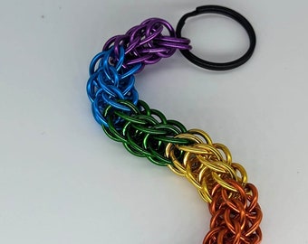 Rainbow Keychain Pride Chainmail Handmade