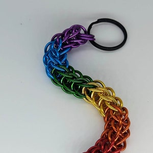 Rainbow Keychain Pride Chainmail Handmade