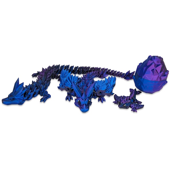 Eternium 3D Printed Dragon Black Purple Blue 3D Printed Articulated Dragon