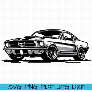 Ford Mustang Classic SVG, Cartoon Vector, Art, Silhouette