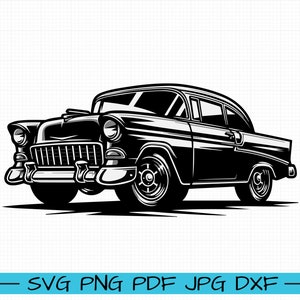 Chevrolet Bel Air 1955 SVG, Cartoon Vector, Art, Silhouette