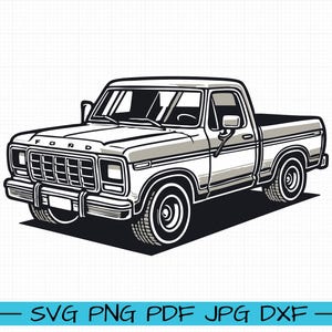 Ford F150 Pickup Truck 1980 SVG, Cartoon Vector, Art, Silhouette