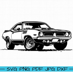 1970 Plymouth Barracuda SVG, Cartoon Vektor, Kunst, Silhouette