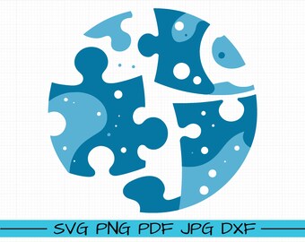 Autism Awareness Puzzle SVG, Blue Rainbow Design (Digital Download)