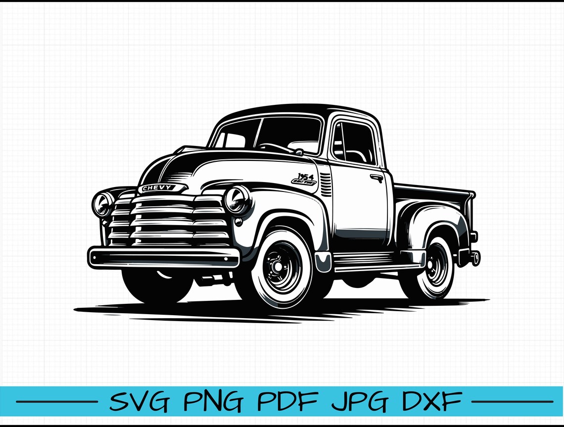 Chevy 3100 1954 SVG, Cartoon Vector, Art, Silhouette - Etsy