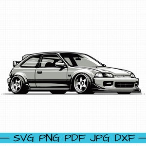Honda Civic EK9 SVG, Cartoon Vector, Art, Silhouette