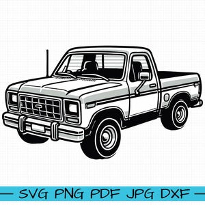Ford F150 Pickup Truck 1980 SVG, Cartoon Vector, Art, Silhouette