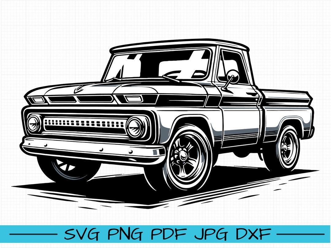 Chevy C10 (1965-1966) SVG, Cartoon Vector, Art, Silhouette