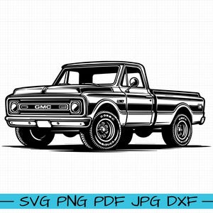 GMC Pickup 1967 SVG, Cartoon Vector, Art, Silhouette