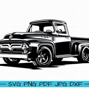 Ford F100 1955 SVG, Cartoon Vector, Art, Silhouette