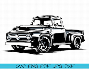 Ford F100 1955 SVG, Cartoon Vector, Art, Silhouette