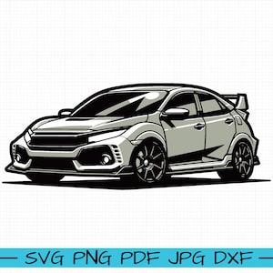 Honda Civic Type-R SVG, Cartoon Vector, Art, Silhouette